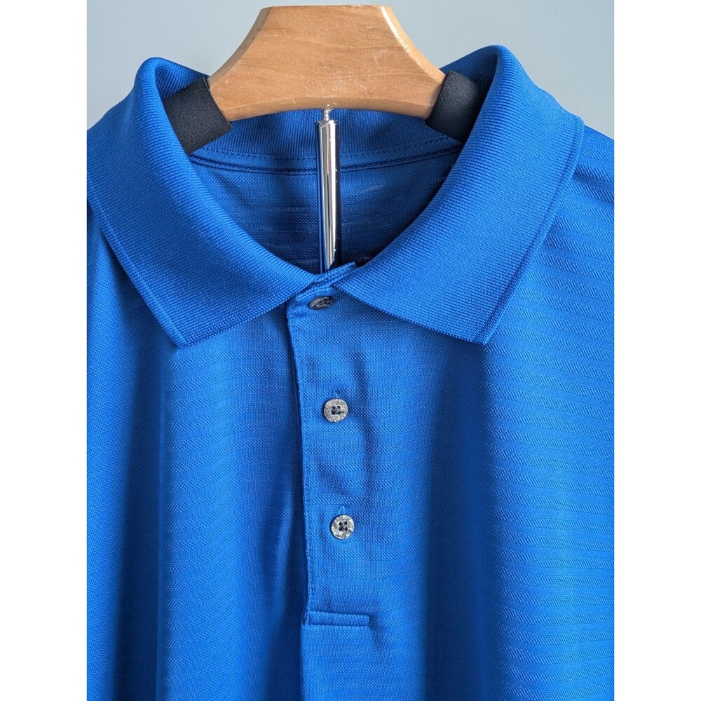 PGA Tour Polo Shirt Mens XL Blue Short Sleeve Three Button Collar Blue Stripes - Picture 2 of 13